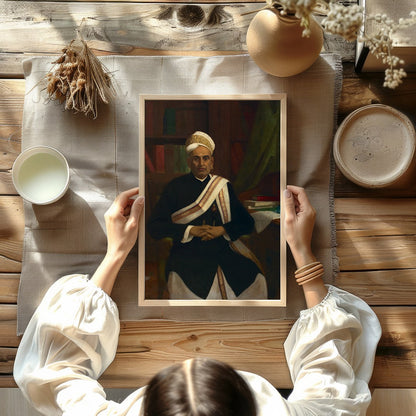 This classic portrait showcases a distinguished figure seated in an elegant study. The attention to for Kitchen