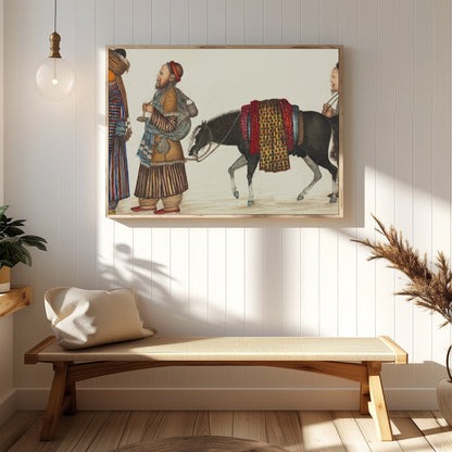 This captivating artwork captures a scene from the historic Silk Road, showcasing a caravan for Hallway