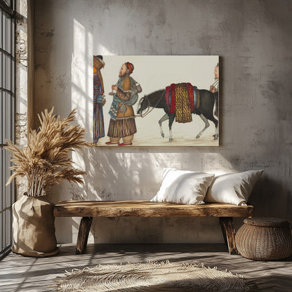 This captivating artwork captures a scene from the historic Silk Road, showcasing a caravan for Veranda