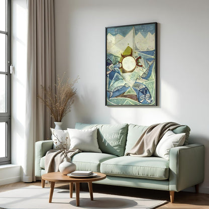 This striking vertical artwork, possibly by Pablo Picasso, depicts a whimsical and abstract interpr… for living room