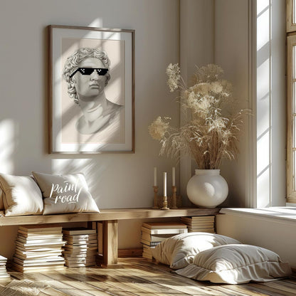 This humorous and pop culture-infused art print features a classic white marble bust, reminiscent o… for living room