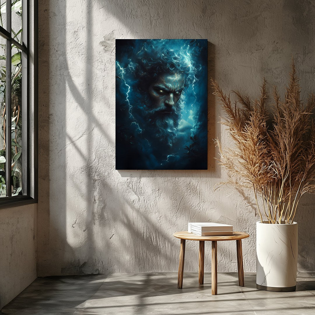Immerse your space in the awe-inspiring presence of a thunderous deity, encapsulated in a stormy for Entrance