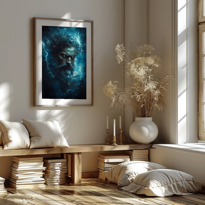 Immerse your space in the awe-inspiring presence of a thunderous deity, encapsulated in a stormy for hallway
