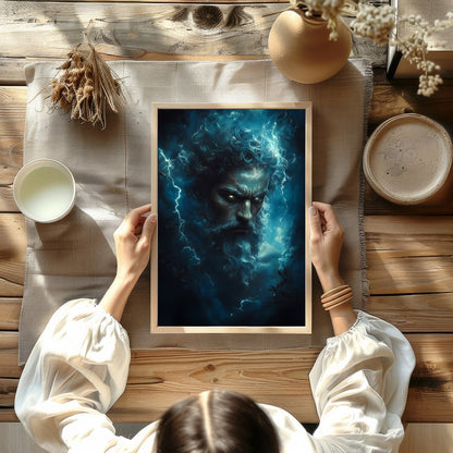 Immerse your space in the awe-inspiring presence of a thunderous deity, encapsulated in a stormy for Kitchen