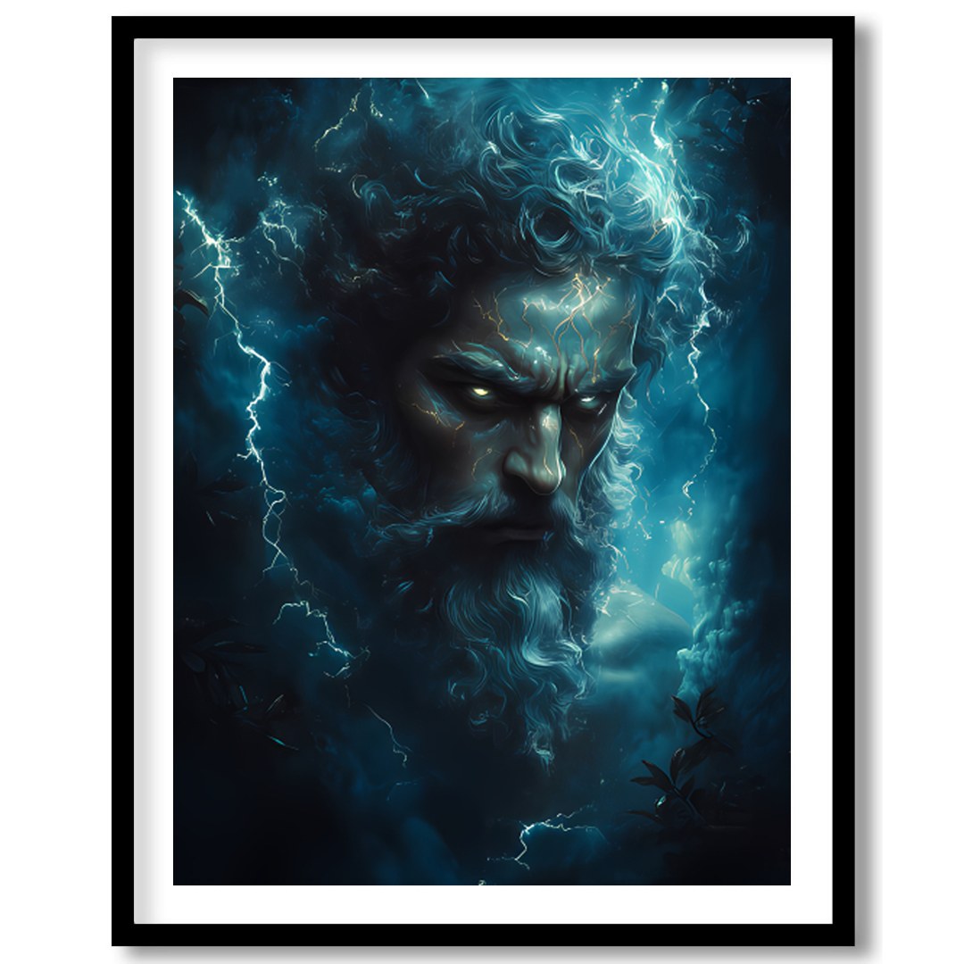 Immerse your space in the awe-inspiring presence of a thunderous deity, encapsulated in a stormy for living-space