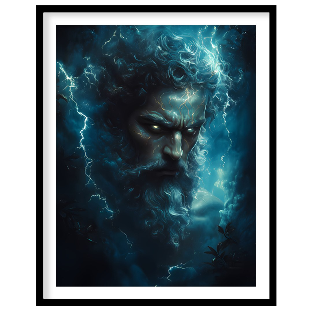 Immerse your space in the awe-inspiring presence of a thunderous deity, encapsulated in a stormy for living-space