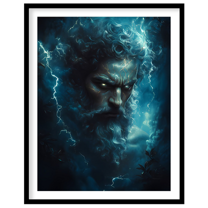 Immerse your space in the awe-inspiring presence of a thunderous deity, encapsulated in a stormy for living-space
