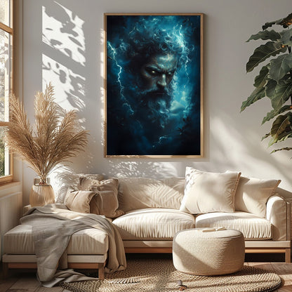 Immerse your space in the awe-inspiring presence of a thunderous deity, encapsulated in a stormy for Sitting Area