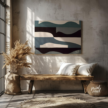 """Tidal Abstraction"" presents a compelling composition of abstract shapes in a harmonious palette… for entryway