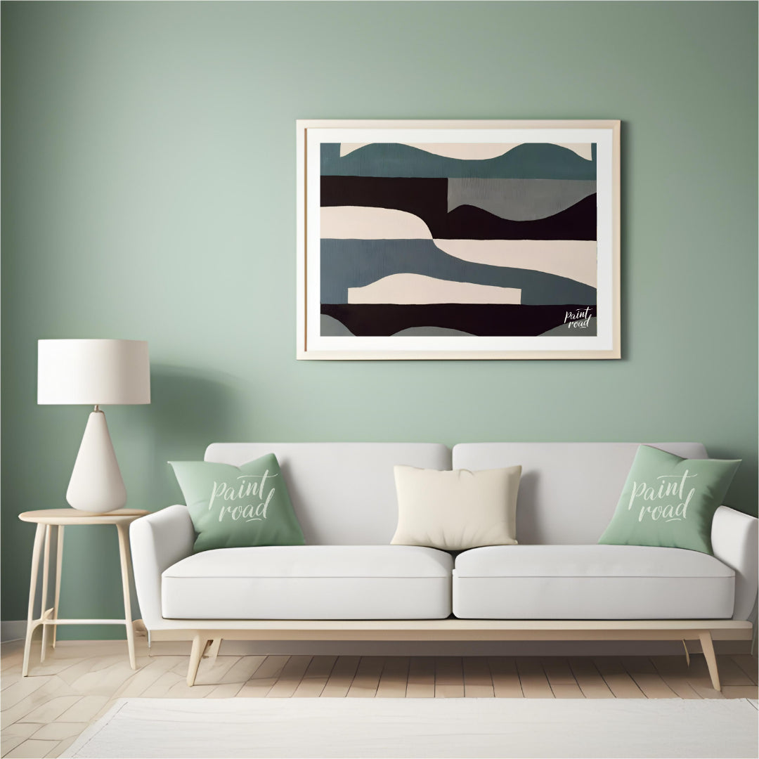 """Tidal Abstraction"" presents a compelling composition of abstract shapes in a harmonious palette… for living room