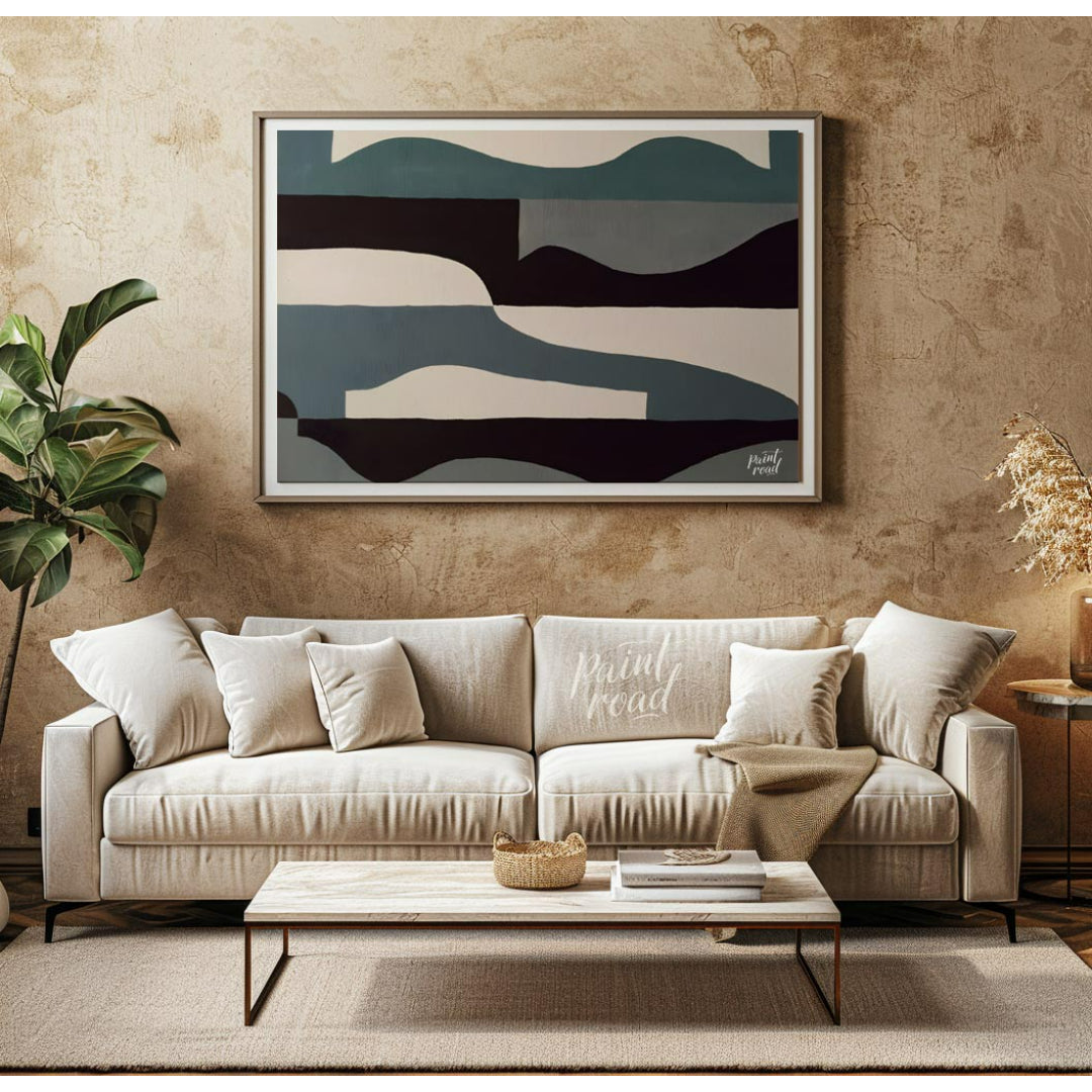 """Tidal Abstraction"" presents a compelling composition of abstract shapes in a harmonious palette… for living room