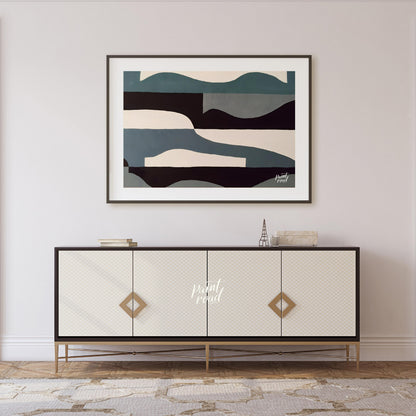 """Tidal Abstraction"" presents a compelling composition of abstract shapes in a harmonious palette… for living room