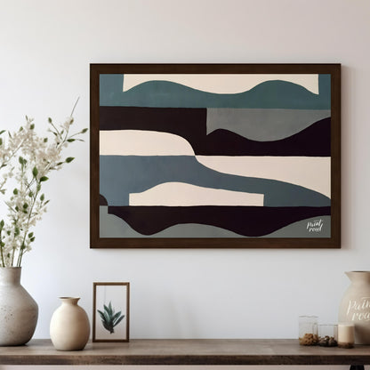 """Tidal Abstraction"" presents a compelling composition of abstract shapes in a harmonious palette… for living room