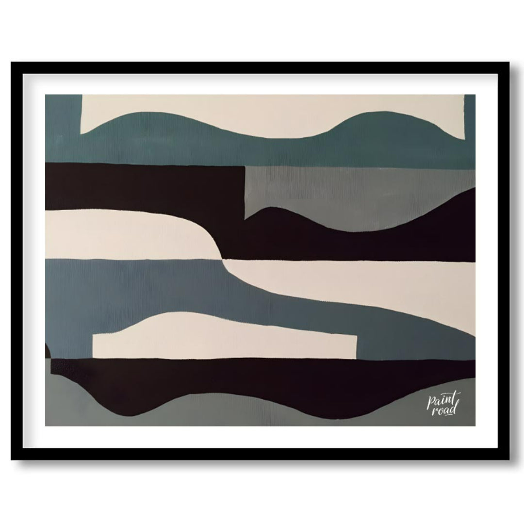 """Tidal Abstraction"" presents a compelling composition of abstract shapes in a harmonious palette… for place