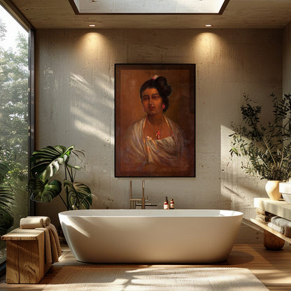 This exquisite portrait captures the grace and elegance of a woman adorned in traditional attire. for Bathroom