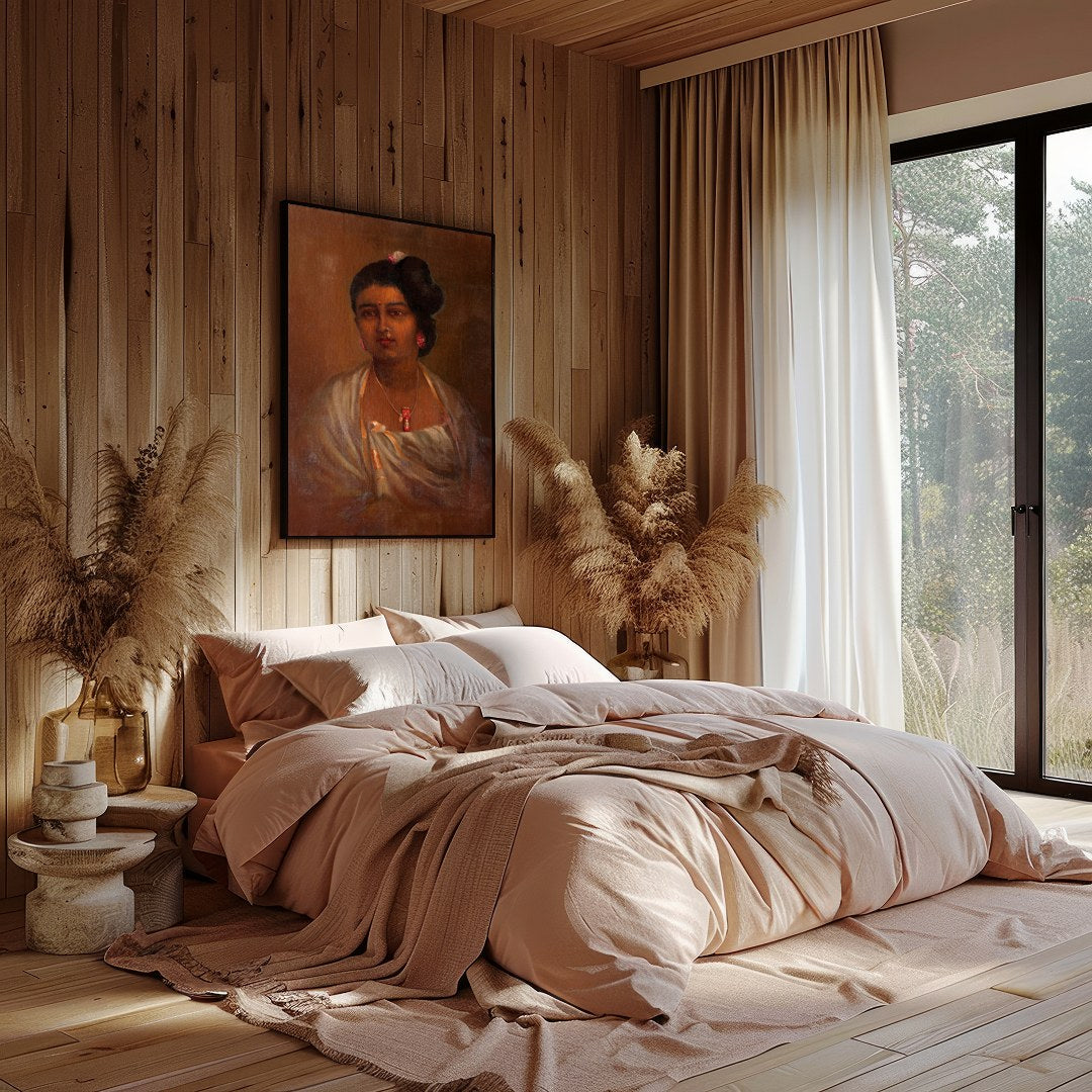 This exquisite portrait captures the grace and elegance of a woman adorned in traditional attire. for Bedroom