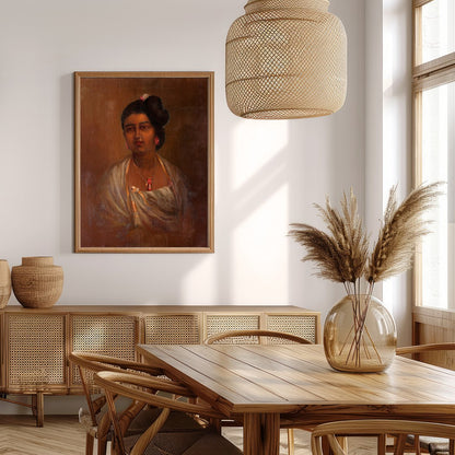 This exquisite portrait captures the grace and elegance of a woman adorned in traditional attire. for Extra Kitchen