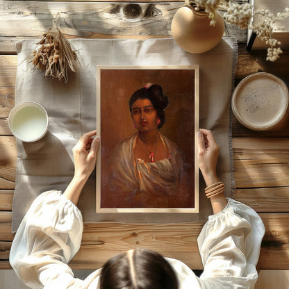 This exquisite portrait captures the grace and elegance of a woman adorned in traditional attire. for Kitchen