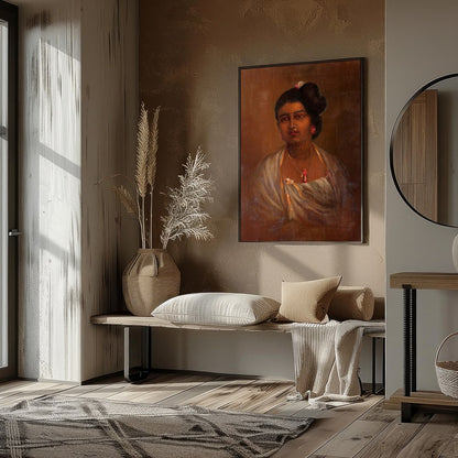 This exquisite portrait captures the grace and elegance of a woman adorned in traditional attire. for lovely-house