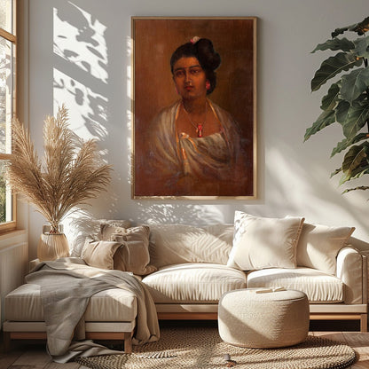 This exquisite portrait captures the grace and elegance of a woman adorned in traditional attire. for Sitting Area
