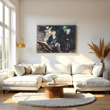 This captivating painting captures a serene moment of introspection among three women, rendered in for Living Room