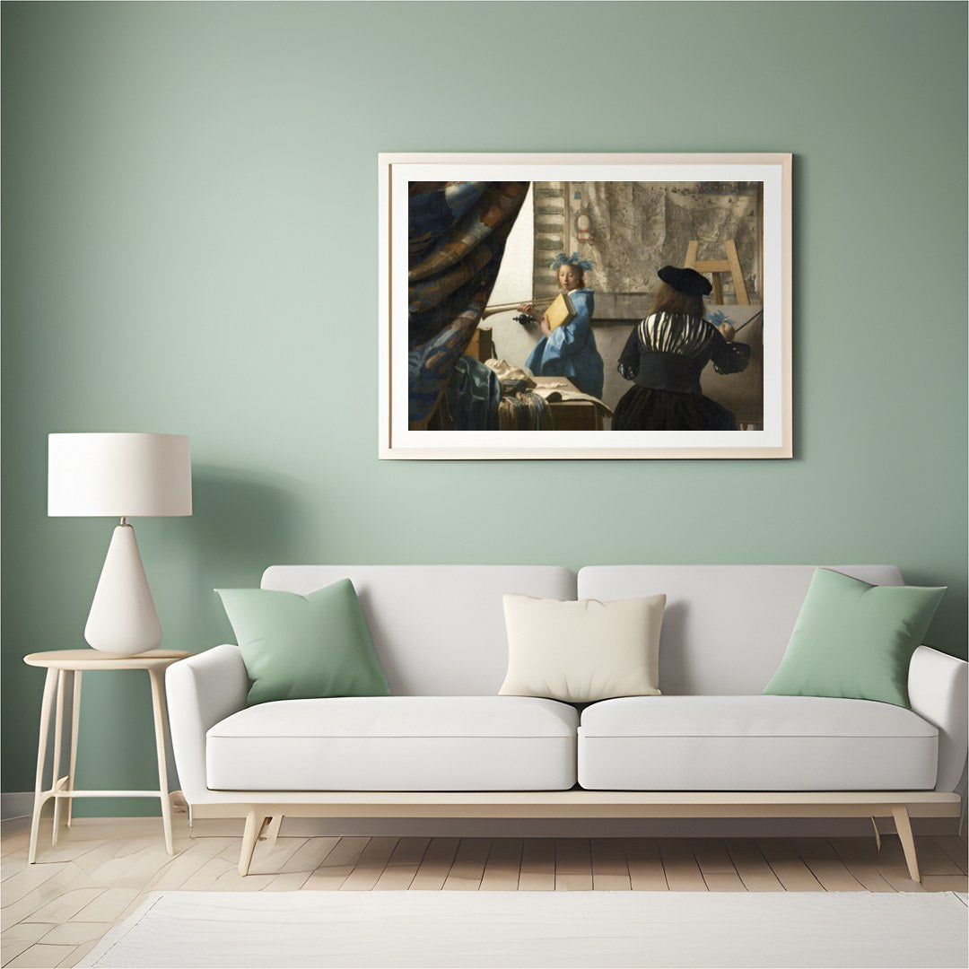 This exquisite piece captures a serene artist's studio scene, echoing the elegance of Renaissance for Hall