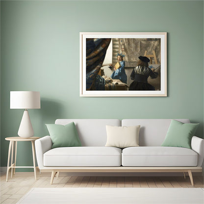 This exquisite piece captures a serene artist's studio scene, echoing the elegance of Renaissance for Hall