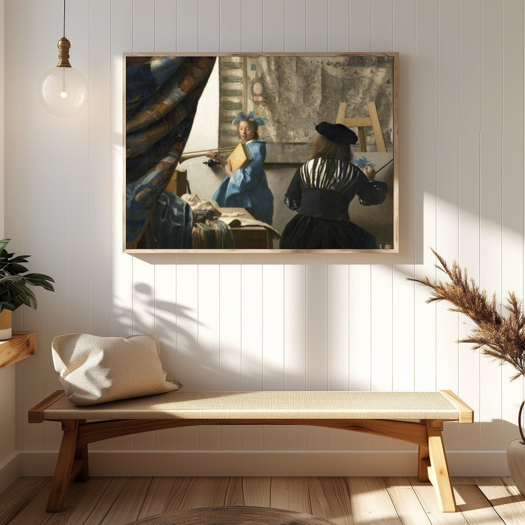 This exquisite piece captures a serene artist's studio scene, echoing the elegance of Renaissance for Hallway