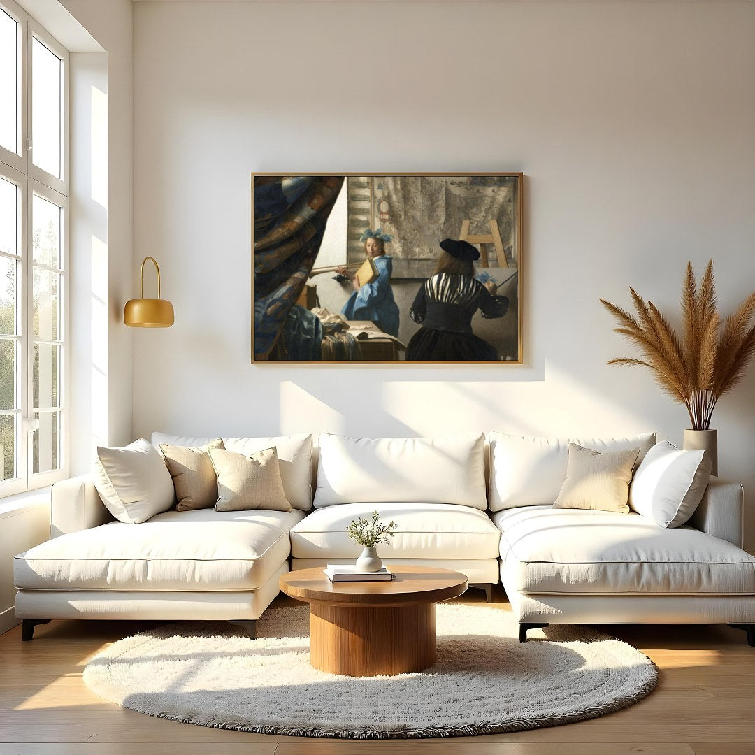 This exquisite piece captures a serene artist's studio scene, echoing the elegance of Renaissance for Living Room