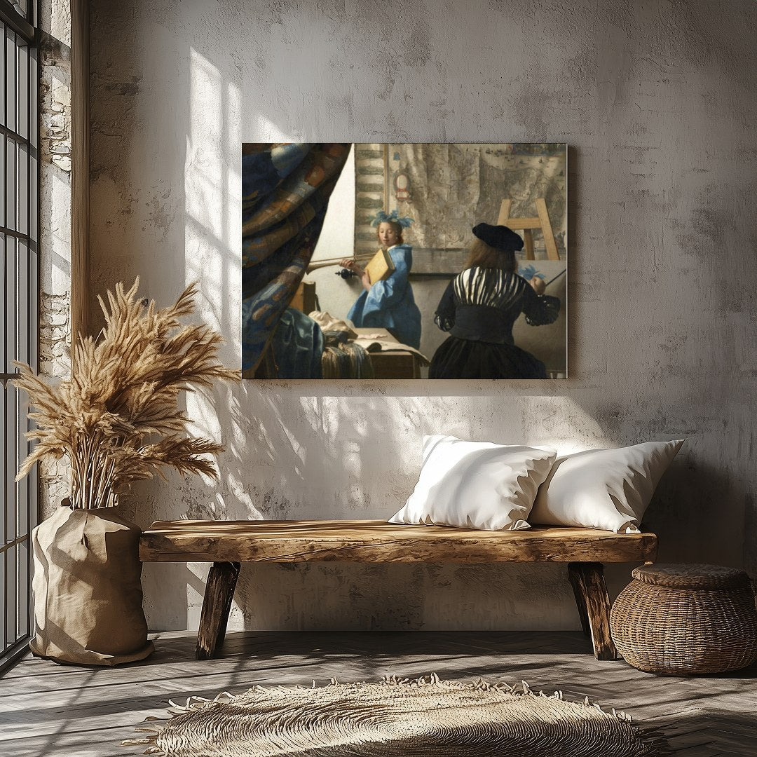 This exquisite piece captures a serene artist's studio scene, echoing the elegance of Renaissance for Veranda