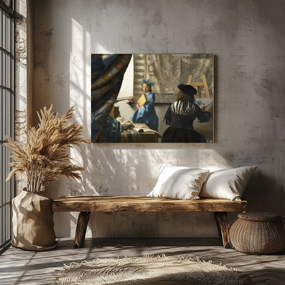 This exquisite piece captures a serene artist's studio scene, echoing the elegance of Renaissance for Veranda