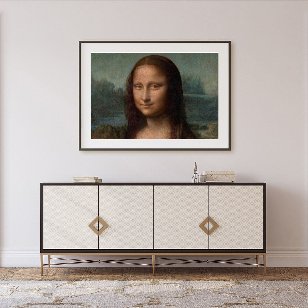 This iconic portrait captures the essence of mystery and grace with its seamless blend of soft hues for Foyer