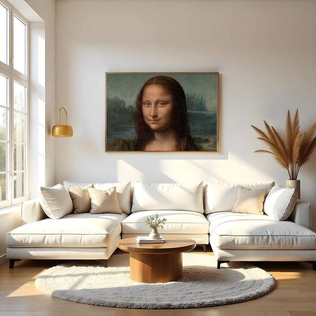 This iconic portrait captures the essence of mystery and grace with its seamless blend of soft hues for Living Room