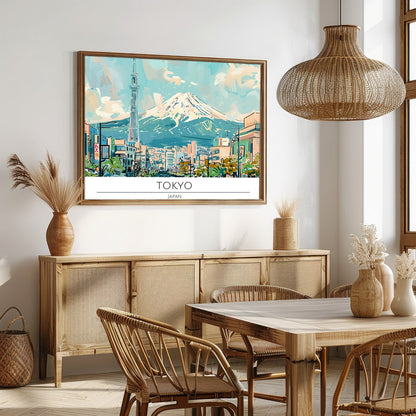 Experience the tranquil beauty of Tokyo with this stunning wall art featuring a vibrant cityscape for Dining