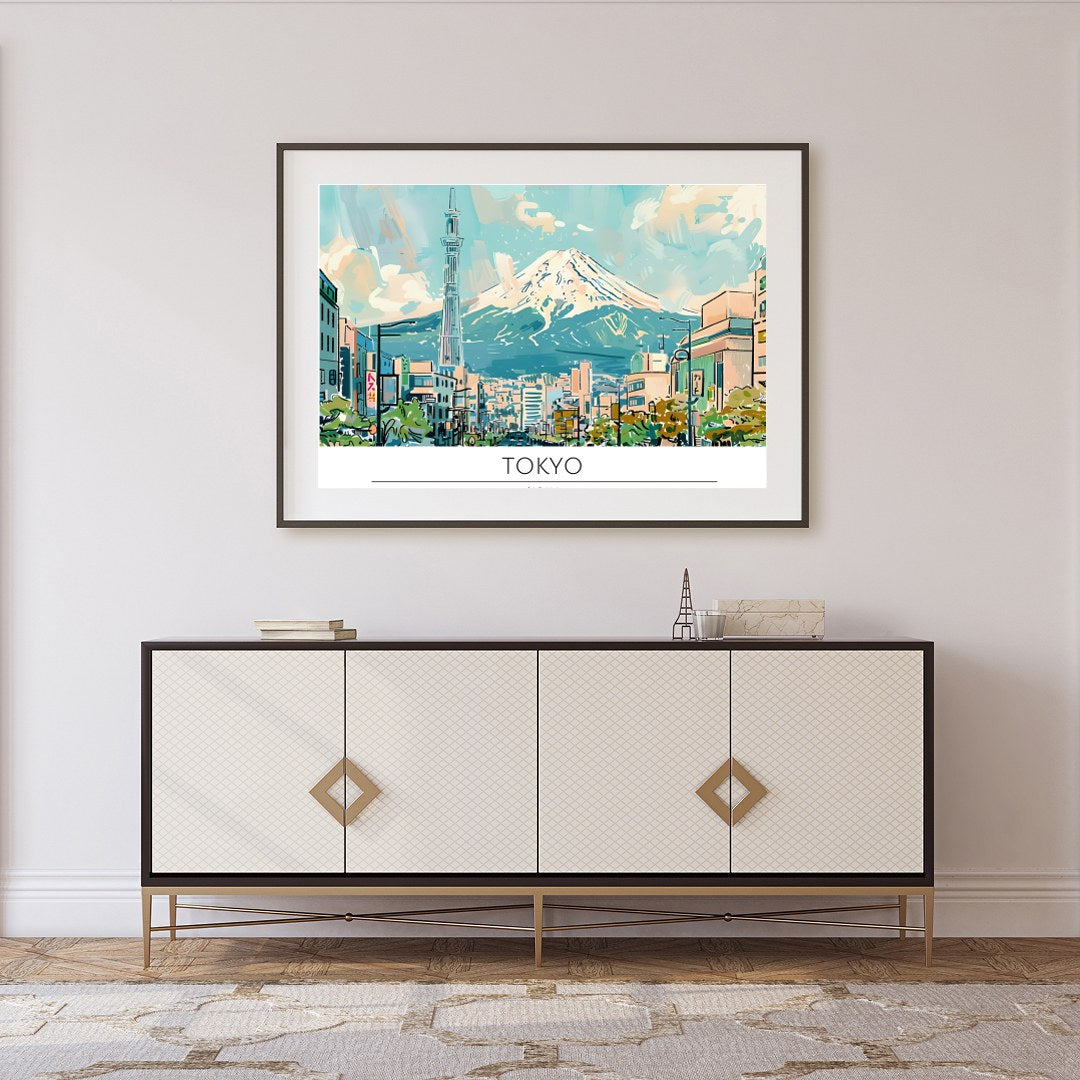 Experience the tranquil beauty of Tokyo with this stunning wall art featuring a vibrant cityscape for Foyer