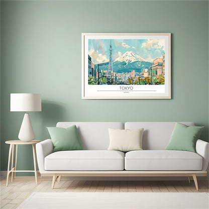 Experience the tranquil beauty of Tokyo with this stunning wall art featuring a vibrant cityscape for Hall