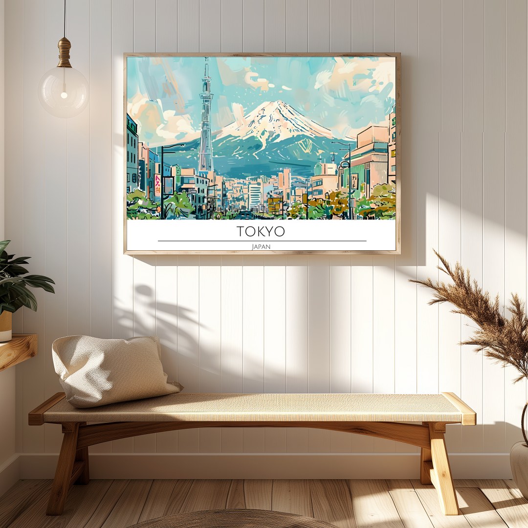 Experience the tranquil beauty of Tokyo with this stunning wall art featuring a vibrant cityscape for Hallway