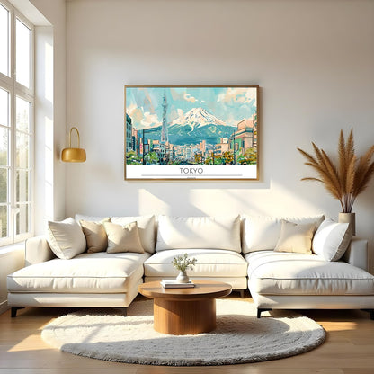 Experience the tranquil beauty of Tokyo with this stunning wall art featuring a vibrant cityscape for Living Room