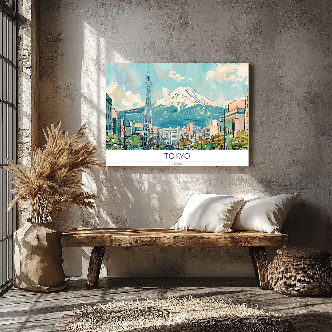 Experience the tranquil beauty of Tokyo with this stunning wall art featuring a vibrant cityscape for Veranda