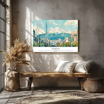 Experience the tranquil beauty of Tokyo with this stunning wall art featuring a vibrant cityscape for Veranda