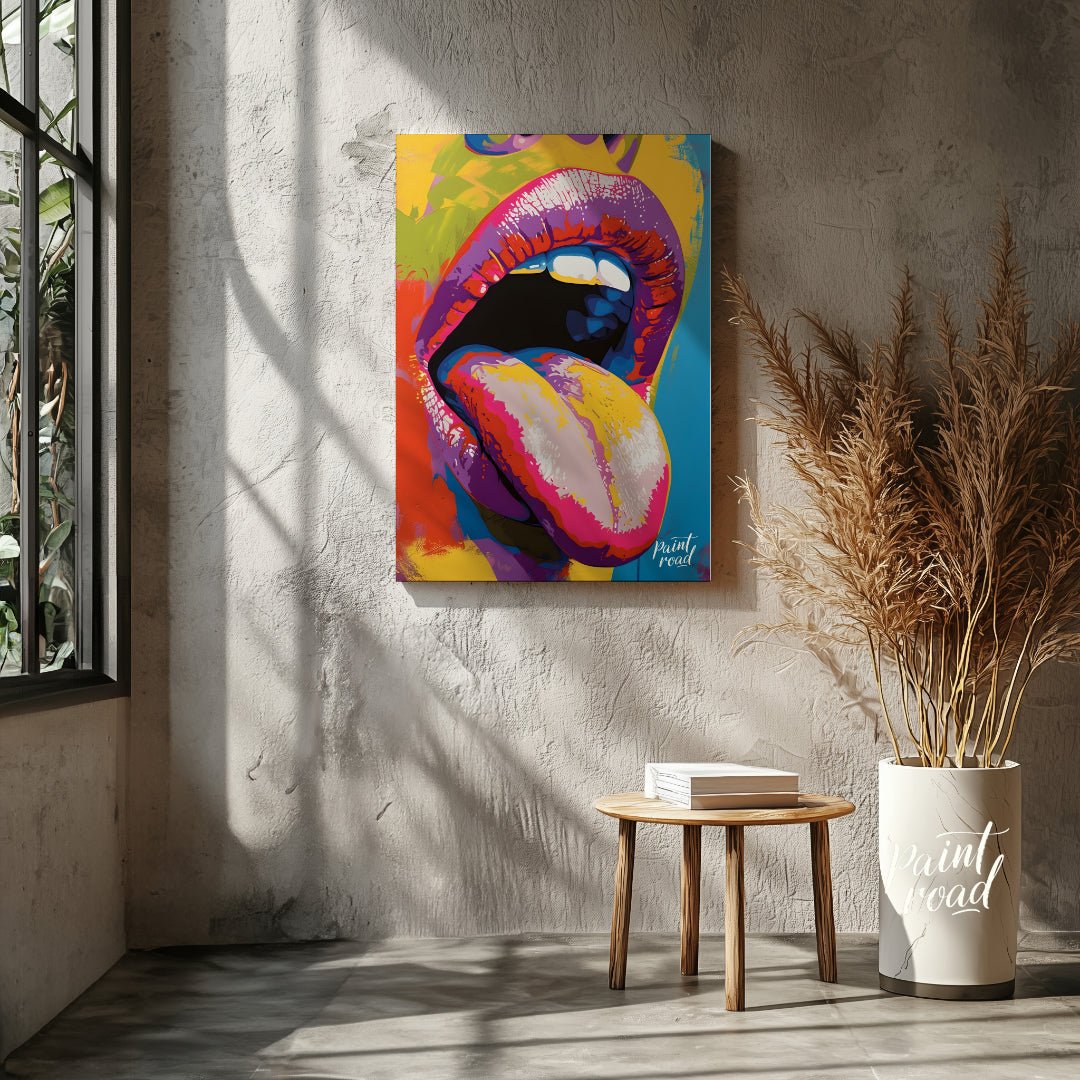This beautiful painting is a vibrant and playful close-up portrait focusing on a woman's expressive… for other