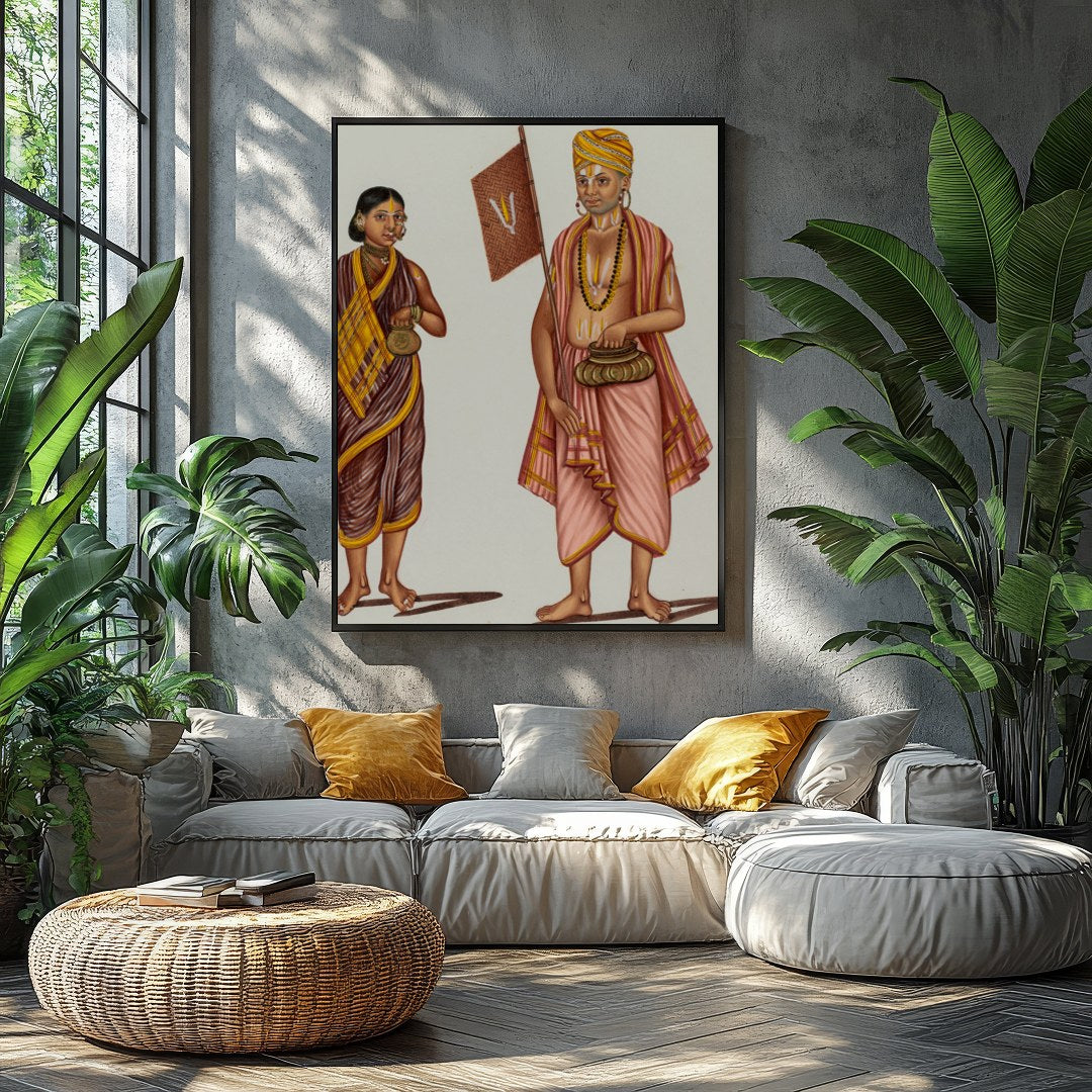 This exquisite artwork captures the essence of traditional attire with vibrant colors and intricate for Balcony