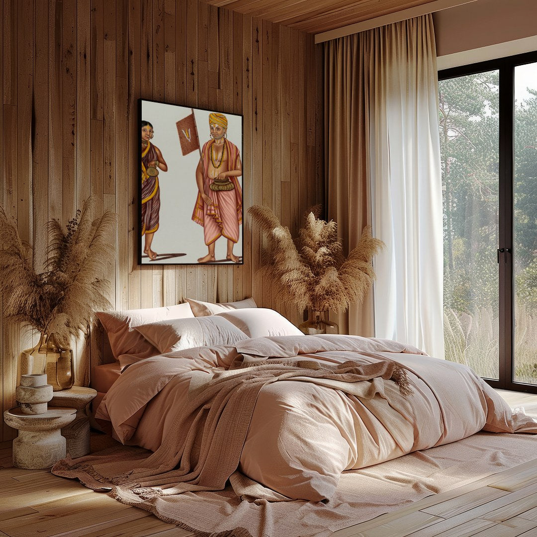 This exquisite artwork captures the essence of traditional attire with vibrant colors and intricate for Bedroom