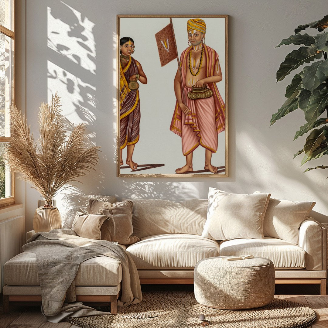 This exquisite artwork captures the essence of traditional attire with vibrant colors and intricate for Sitting Area