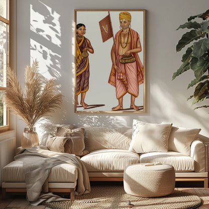 This exquisite artwork captures the essence of traditional attire with vibrant colors and intricate for Sitting Area