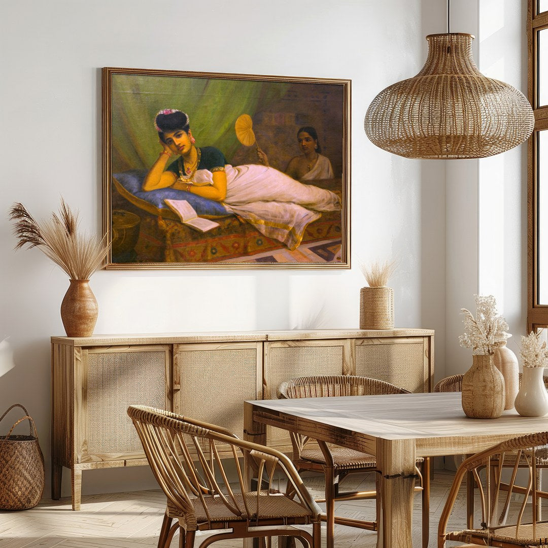 Immerse yourself in the elegant serenity of this classic painting, capturing a moment of leisure for Dining