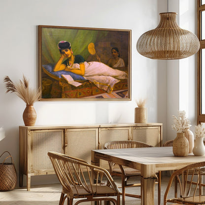 Immerse yourself in the elegant serenity of this classic painting, capturing a moment of leisure for Dining