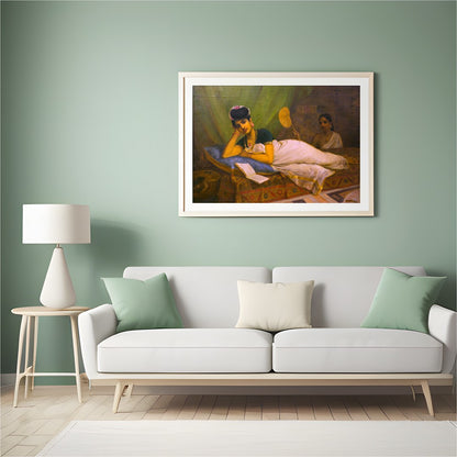 Immerse yourself in the elegant serenity of this classic painting, capturing a moment of leisure for Hall