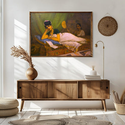 Immerse yourself in the elegant serenity of this classic painting, capturing a moment of leisure for Sitting Area