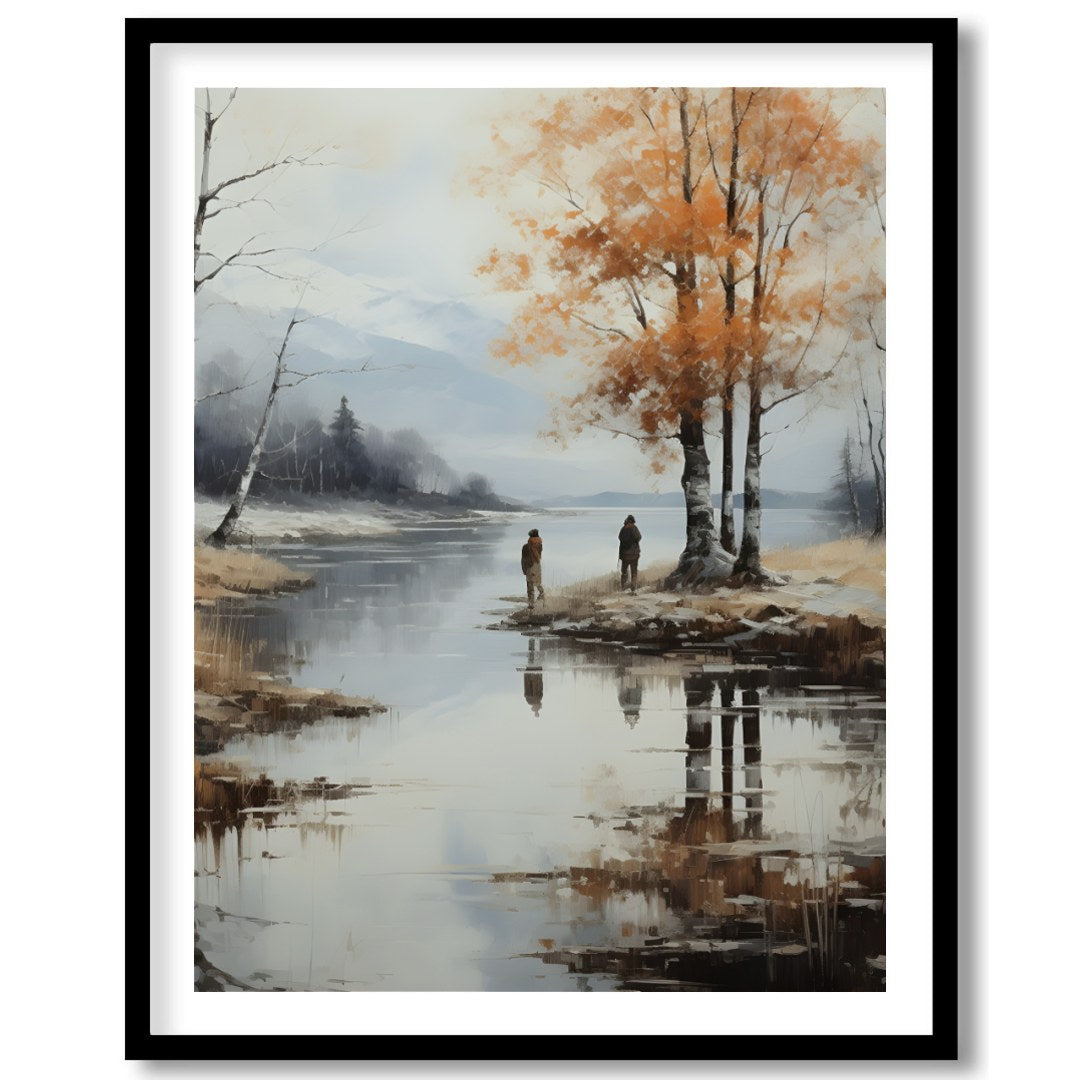 Immerse yourself in the serene beauty of this tranquil autumn scene, where the golden hues of the for dwelling
